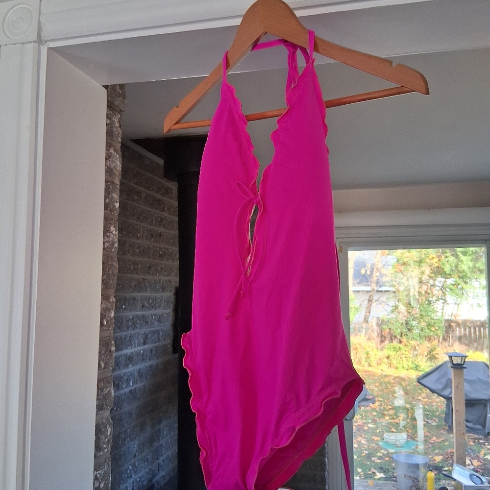 Pink Halter One-Piece Swimsuit